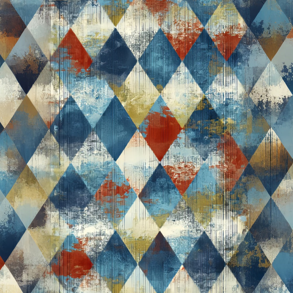 Portrait Photo Backdrop Rustic Blue Red Diamond Texture Studio Portrait Backdrop UK LXX59-441