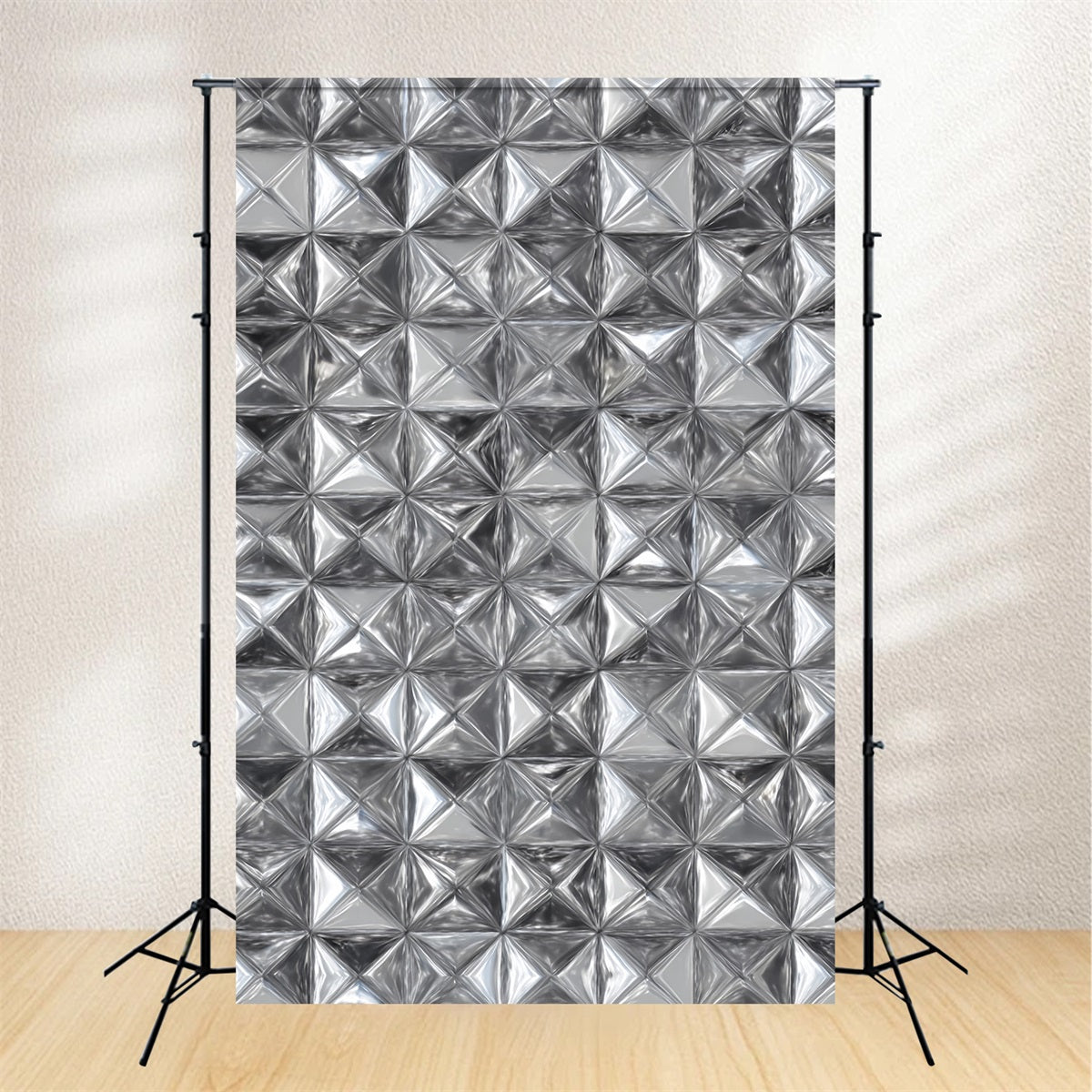 School Portrait Backdrop Silver Geometric Metal Texture Portrait Backdrops UK LXX59-442