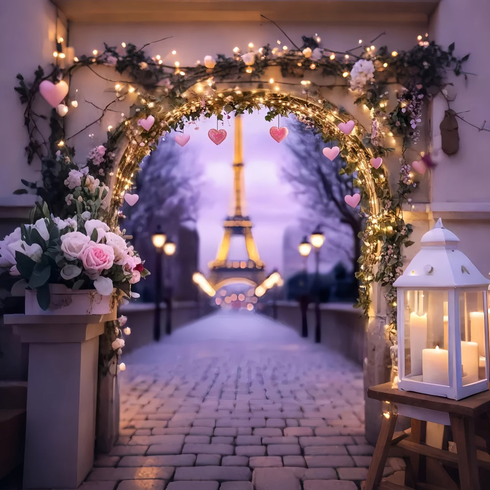Paris Backdrops Romantic Eiffel Lantern Arch Paris Backdrop UK LXX59-45