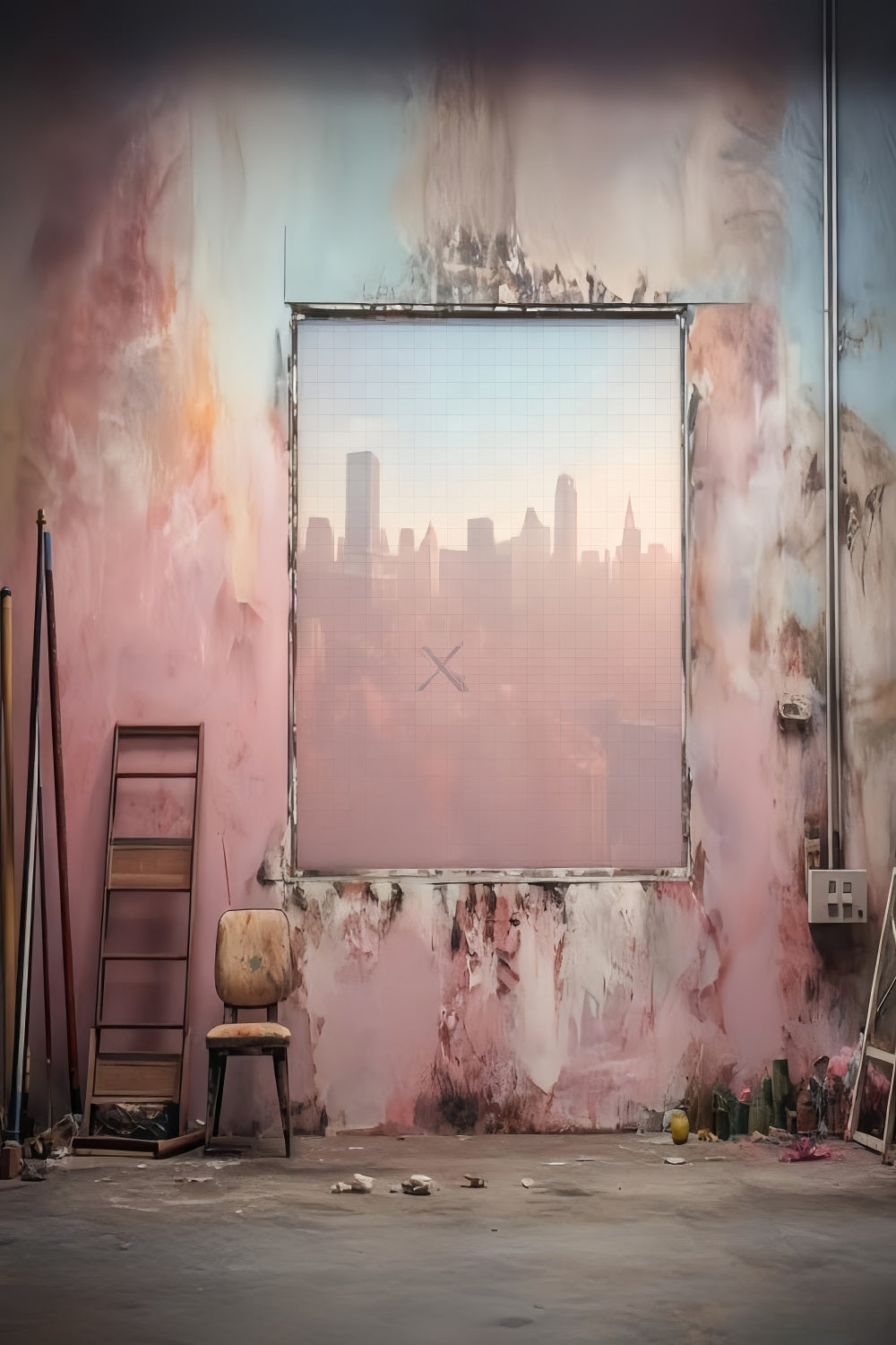 Portrait Photography Backdrop Urban Studio Pastel Wall Family Portrait Backdrop UK LXX59-463