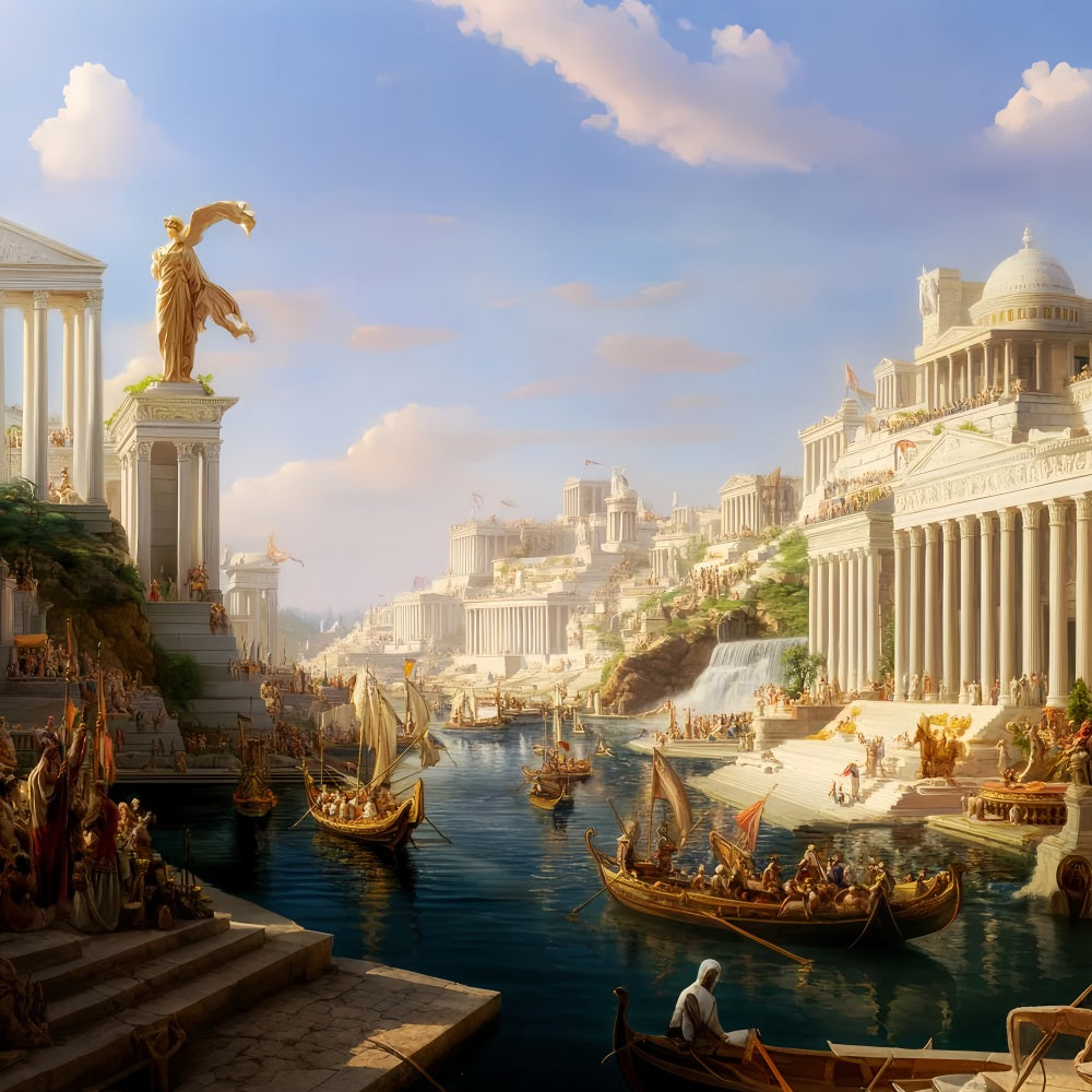 Europe Backdrop Ancient Greek Harbor City European Backdrop UK LXX59-47