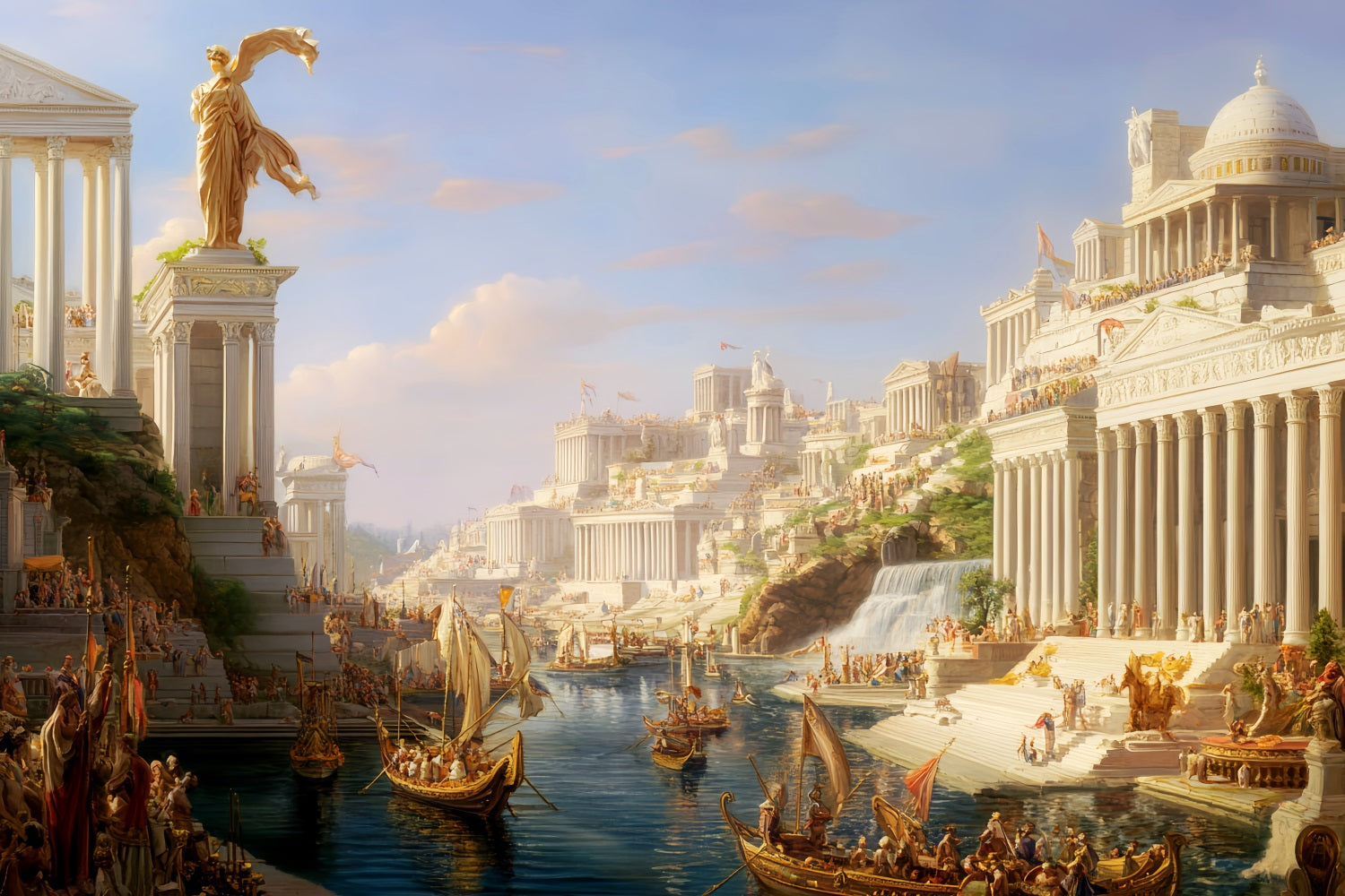 Europe Backdrop Ancient Greek Harbor City European Backdrop UK LXX59-47