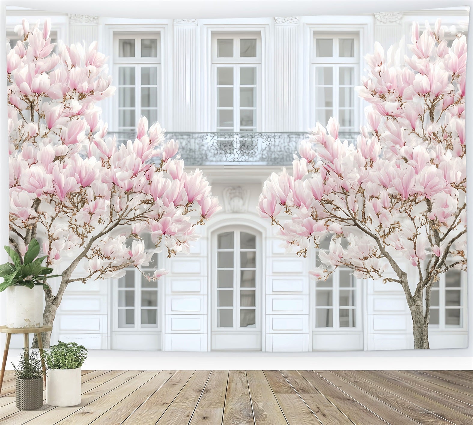 Europe Backdrop Parisian Magnolia White Facade Paris Backdrop UK LXX59-48