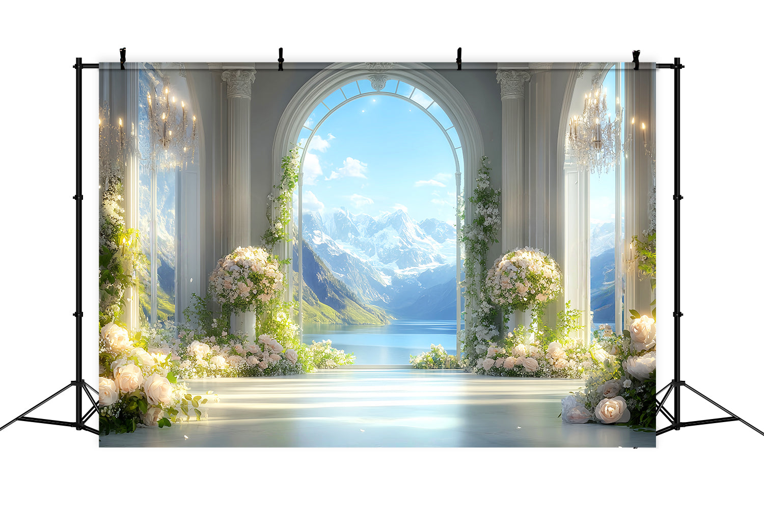 Europe Backdrop Elegant Arch Alpine View Paris Backdrop Ideas UK LXX59-50