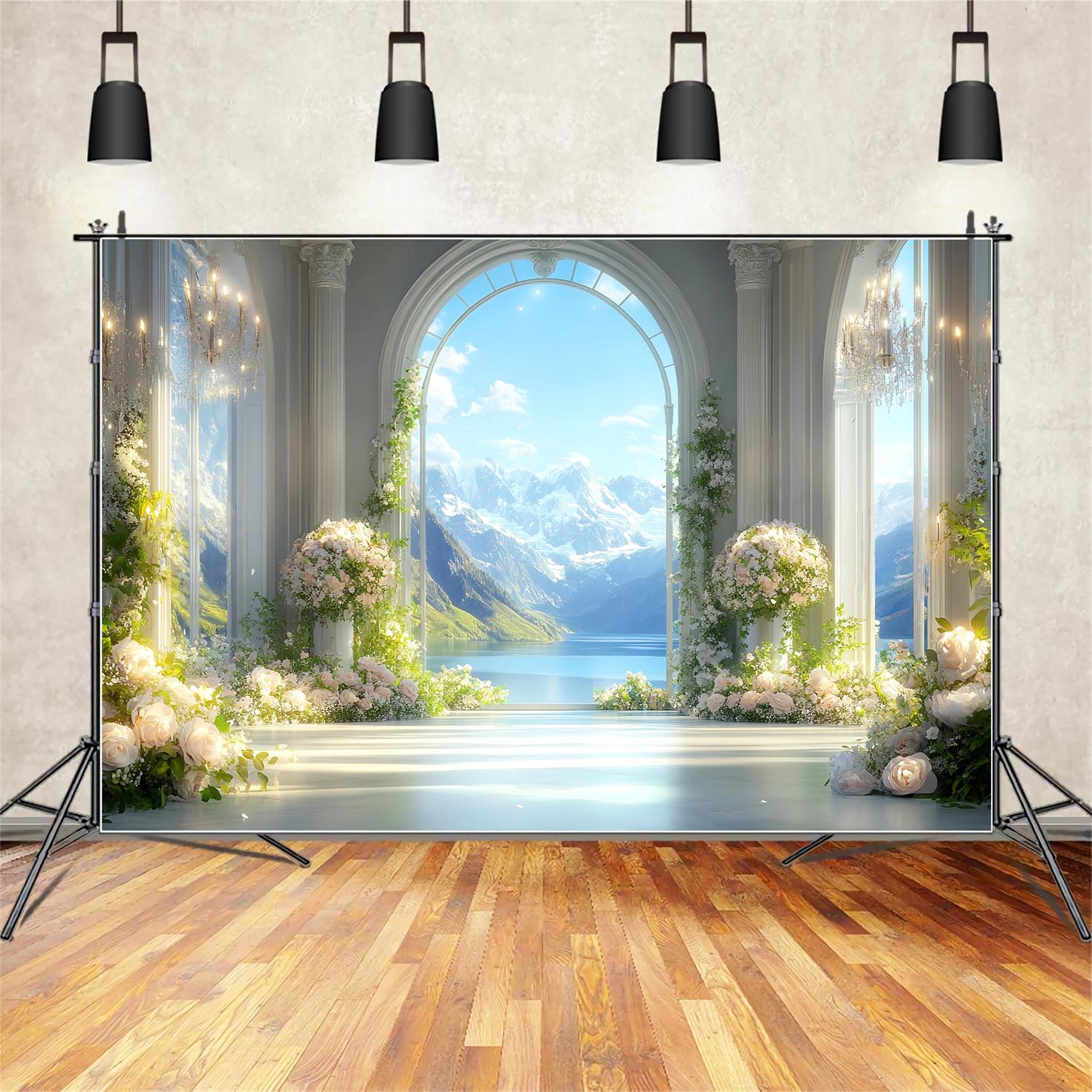 Europe Backdrop Elegant Arch Alpine View Paris Backdrop Ideas UK LXX59-50