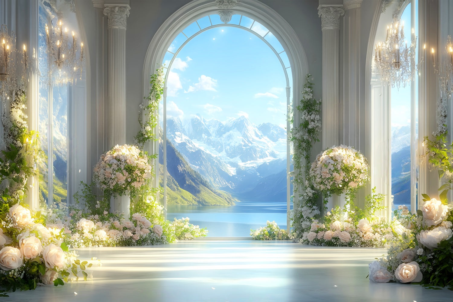 Europe Backdrop Elegant Arch Alpine View Paris Backdrop Ideas UK LXX59-50