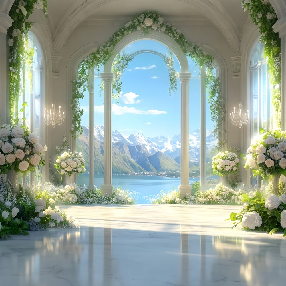 Europe Backdrop Luxury Floral Mountain Hall Paris Backdrop for Pictures UK LXX59-51