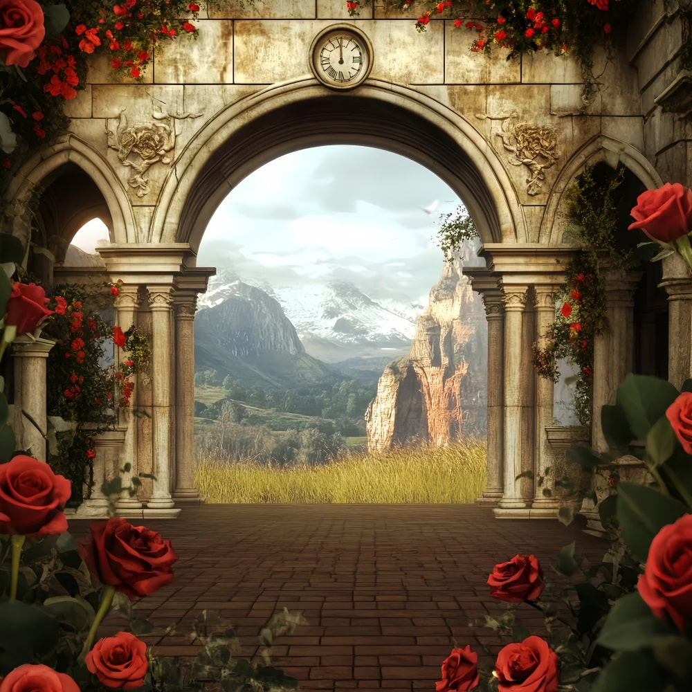 Europe Backdrop Ancient Archway Mountain View Paris Backdrop Ideas UK LXX59-54
