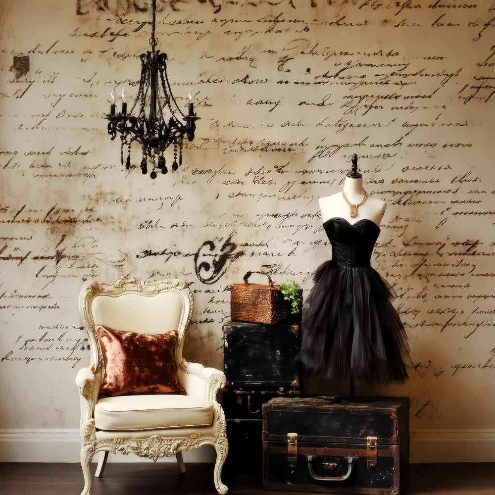 Europe Backdrop Vintage Script Chandelier Paris Backdrop UK LXX59-57