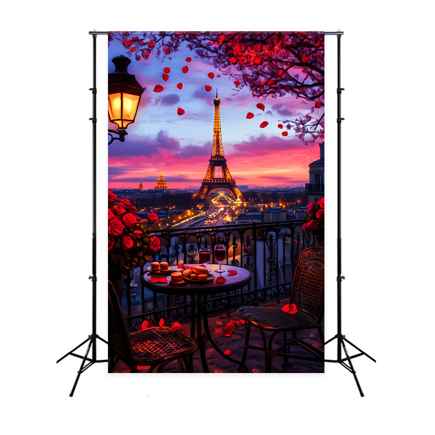 A Night in Paris Backdrop Romantic Balcony Sunset View Paris Backdrop UK LXX59-63
