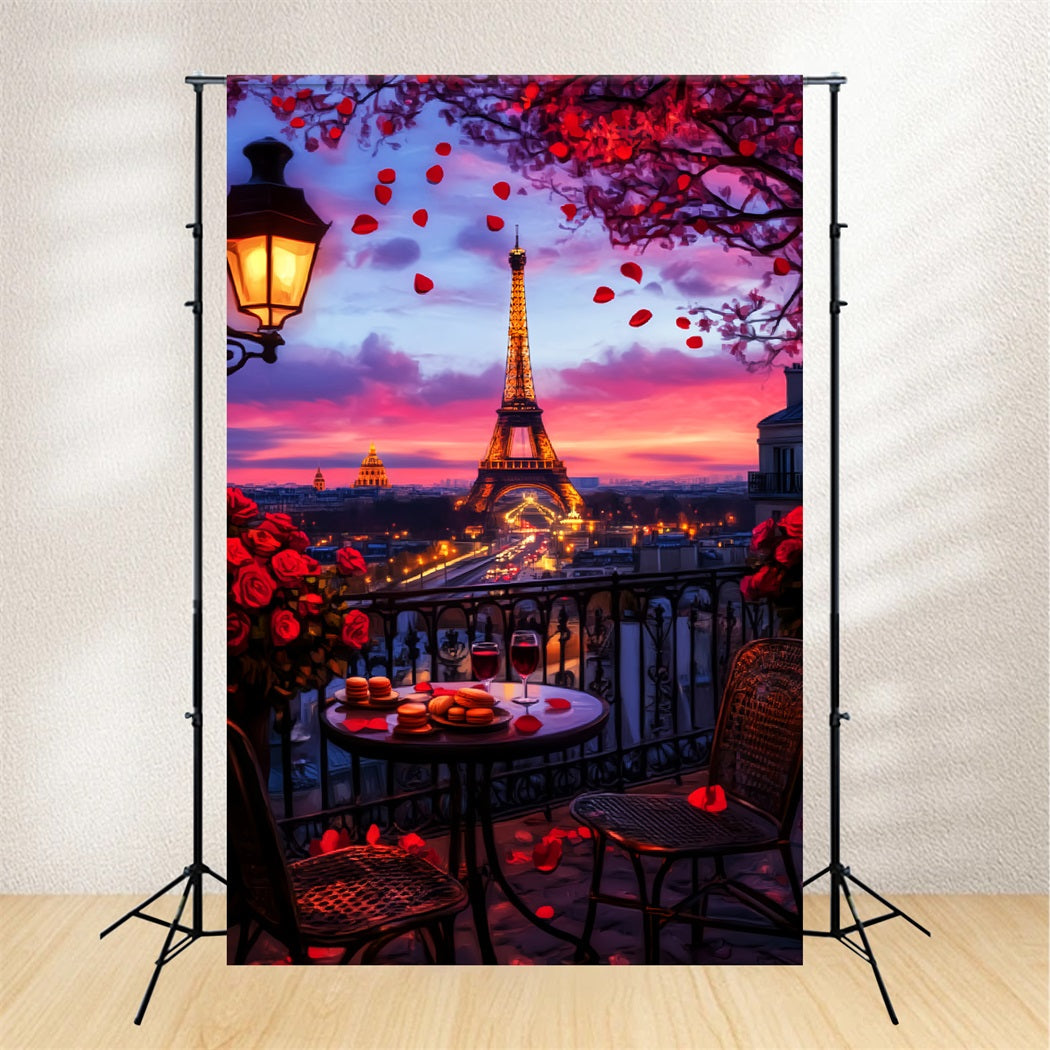 A Night in Paris Backdrop Romantic Balcony Sunset View Paris Backdrop UK LXX59-63