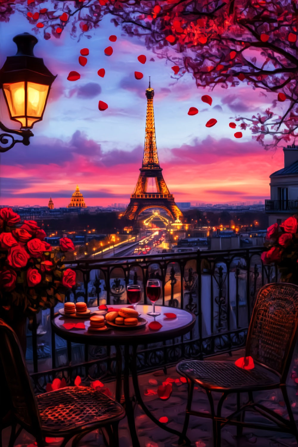 A Night in Paris Backdrop Romantic Balcony Sunset View Paris Backdrop UK LXX59-63