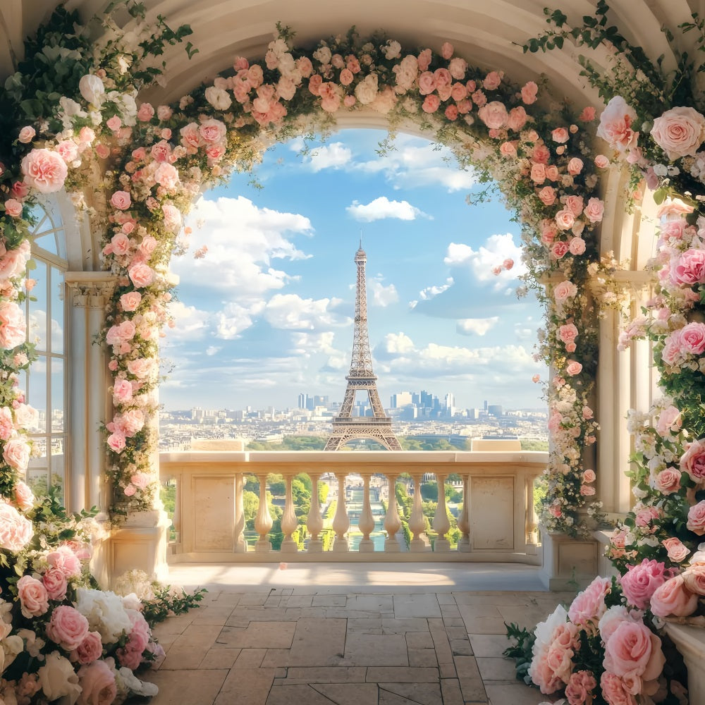 Paris Backdrops Blossoming Rose Archway View Paris Backdrop Ideas UK LXX59-67