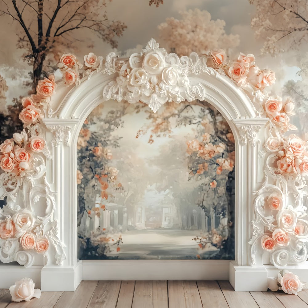 Paris Backdrops Vintage Archway Rose Embellishment European Backdrop UK LXX59-74