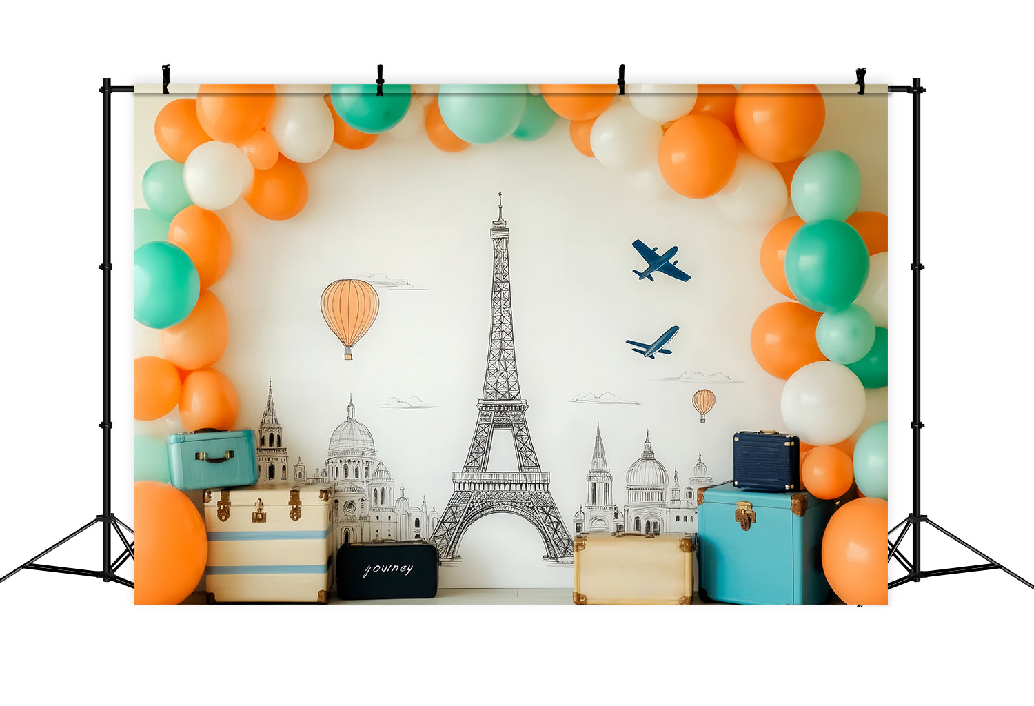 Paris Backdrops Eiffel Tower Balloon Paris Backdrop for Pictures UK LXX59-75