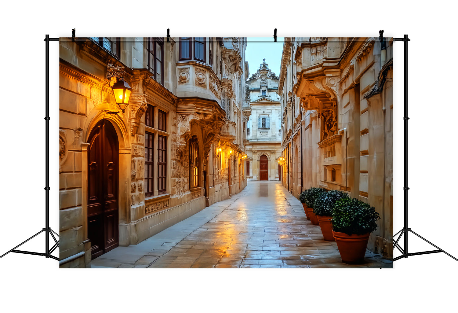French Town Backdrop Golden Alley Evening Glow European Backdrop UK LXX59-76