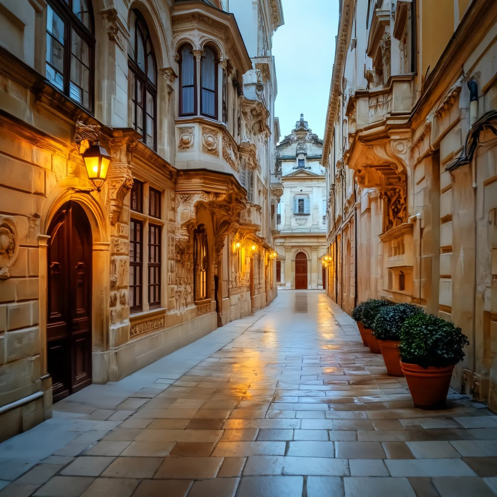 French Town Backdrop Golden Alley Evening Glow European Backdrop UK LXX59-76