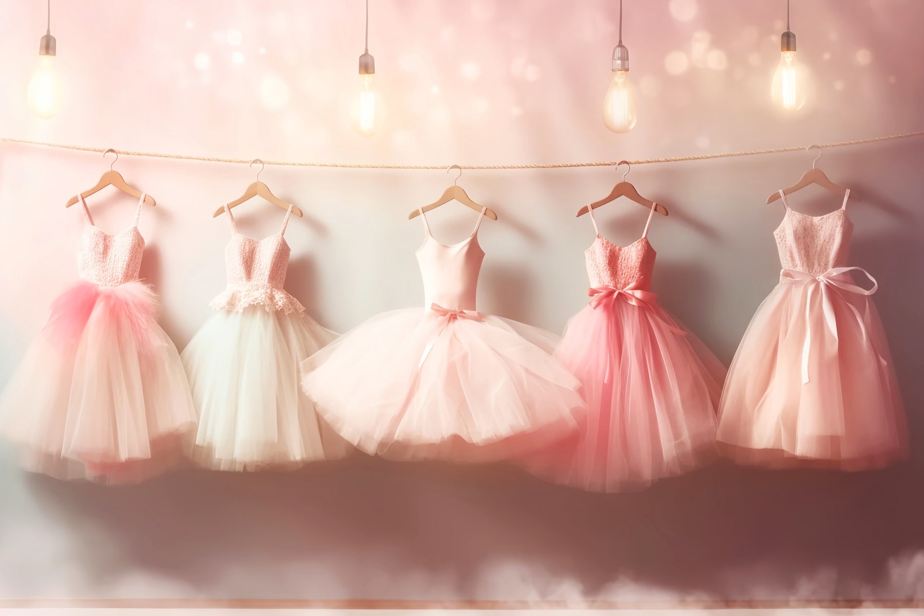 Dance Studio Backdrop Hanging Pink Ballet Dresses School Dance Backdrop UK LXX59-7