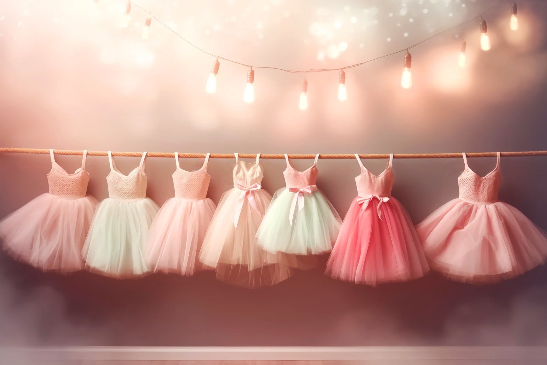 Dance Studio Backdrop Row Pastel Ballet Dresses Photography Dance Backdrop UK LXX59-8