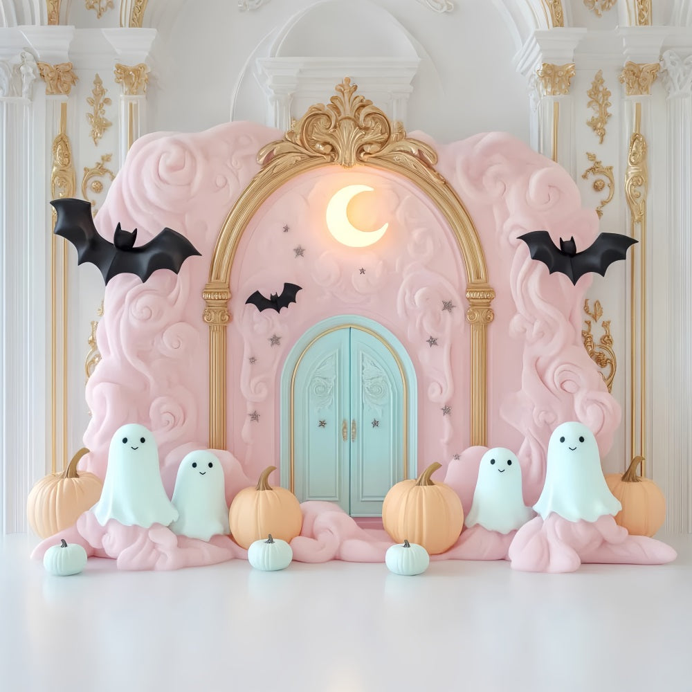 Halloween Ghost Backdrop Pink Cloud Ghost Entrance Halloween Backdrop Ideas UK LXX59-90