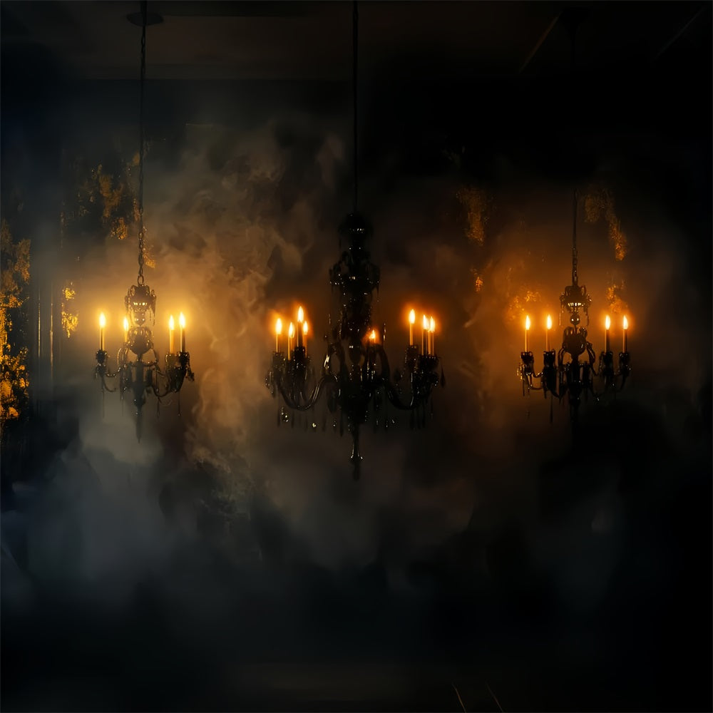 Scary Backdrop Dark Chandelier Misty Smoke Glow Halloween Wall Backdrop UK LXX59-98