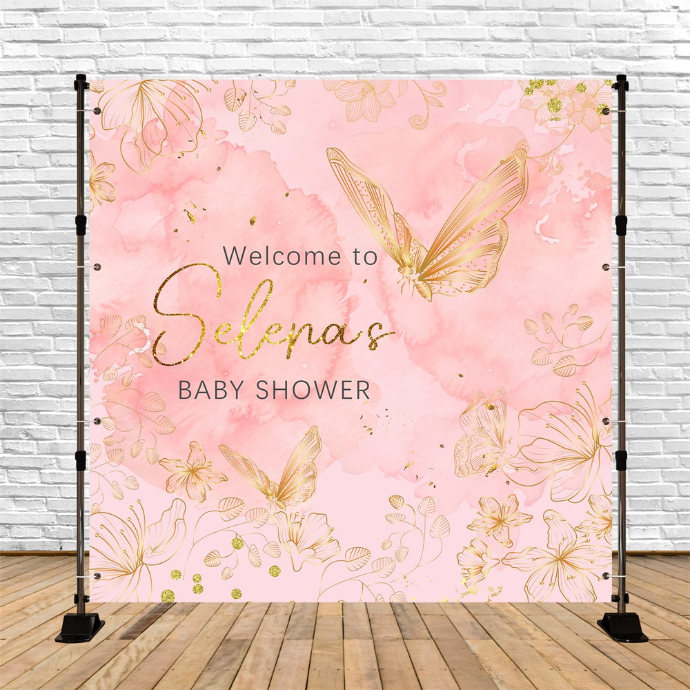 Baby Shower Backdrop Blush Butterfly Elegance Customized Backdrop UK LXX6-10