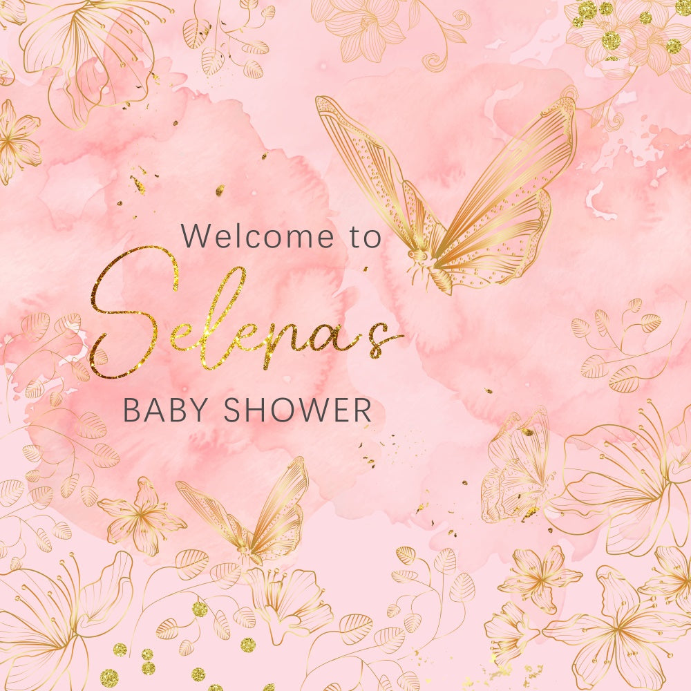 Baby Shower Backdrop Blush Butterfly Elegance Customized Backdrop UK LXX6-10