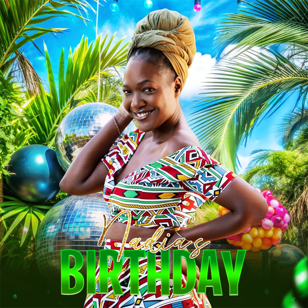 Birthday Party Backdrop Palm Paradise Party Customized Backdrop UK LXX6-101