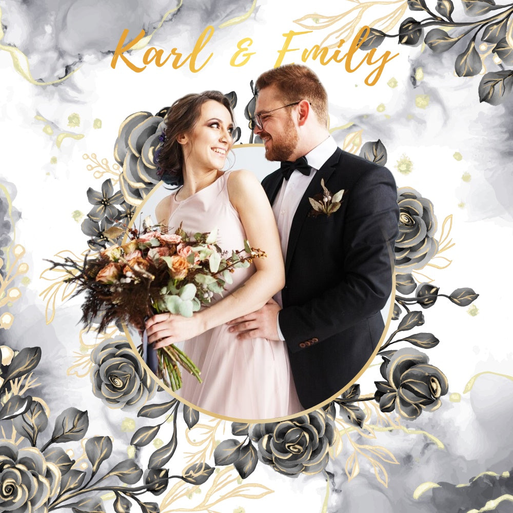 Personalized Backdrop For Wedding Black Rose Elegance Backdrop UK LXX6-117