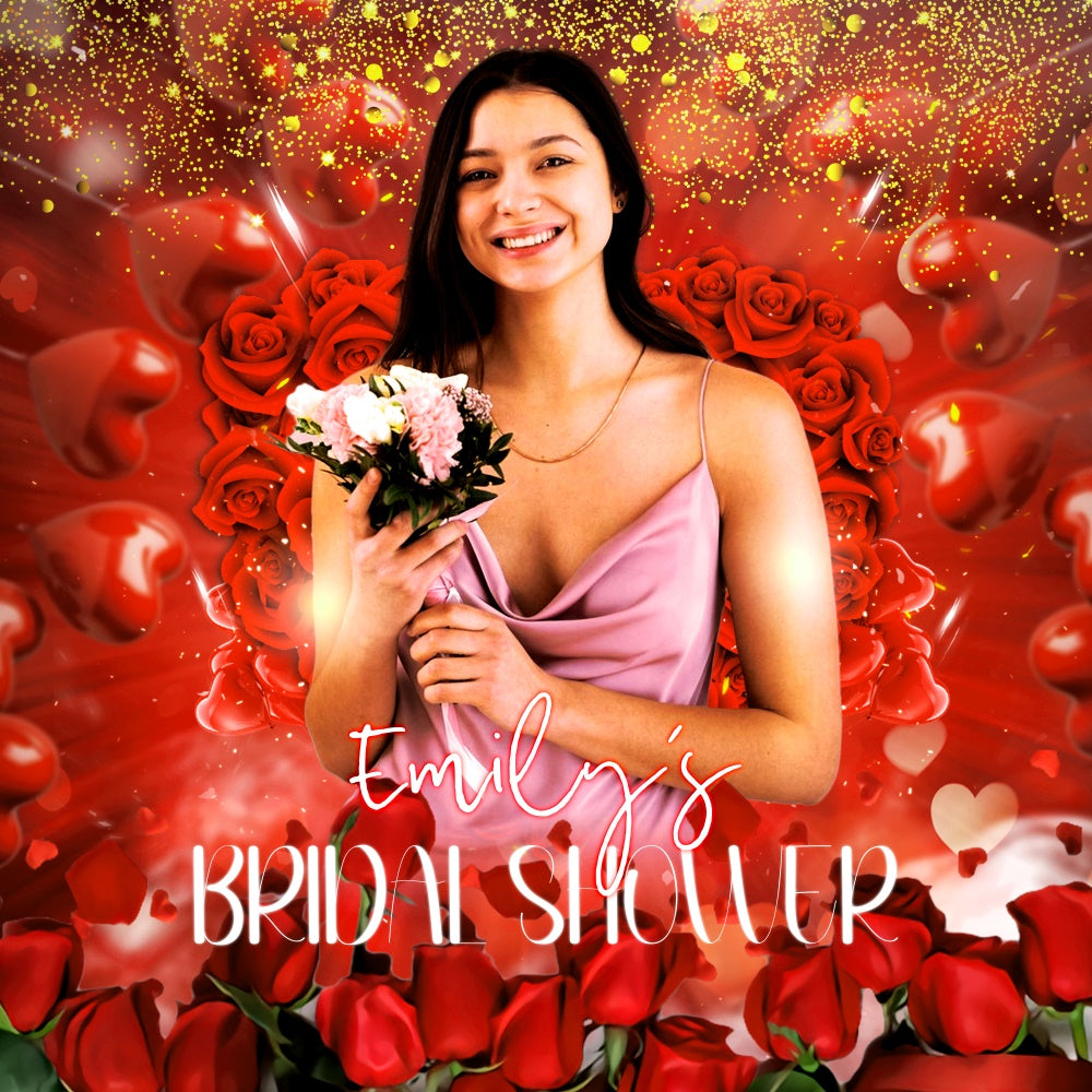 Bridal Shower Backdrop Sparkling Rose Garden Custom Backdrop UK LXX6-124