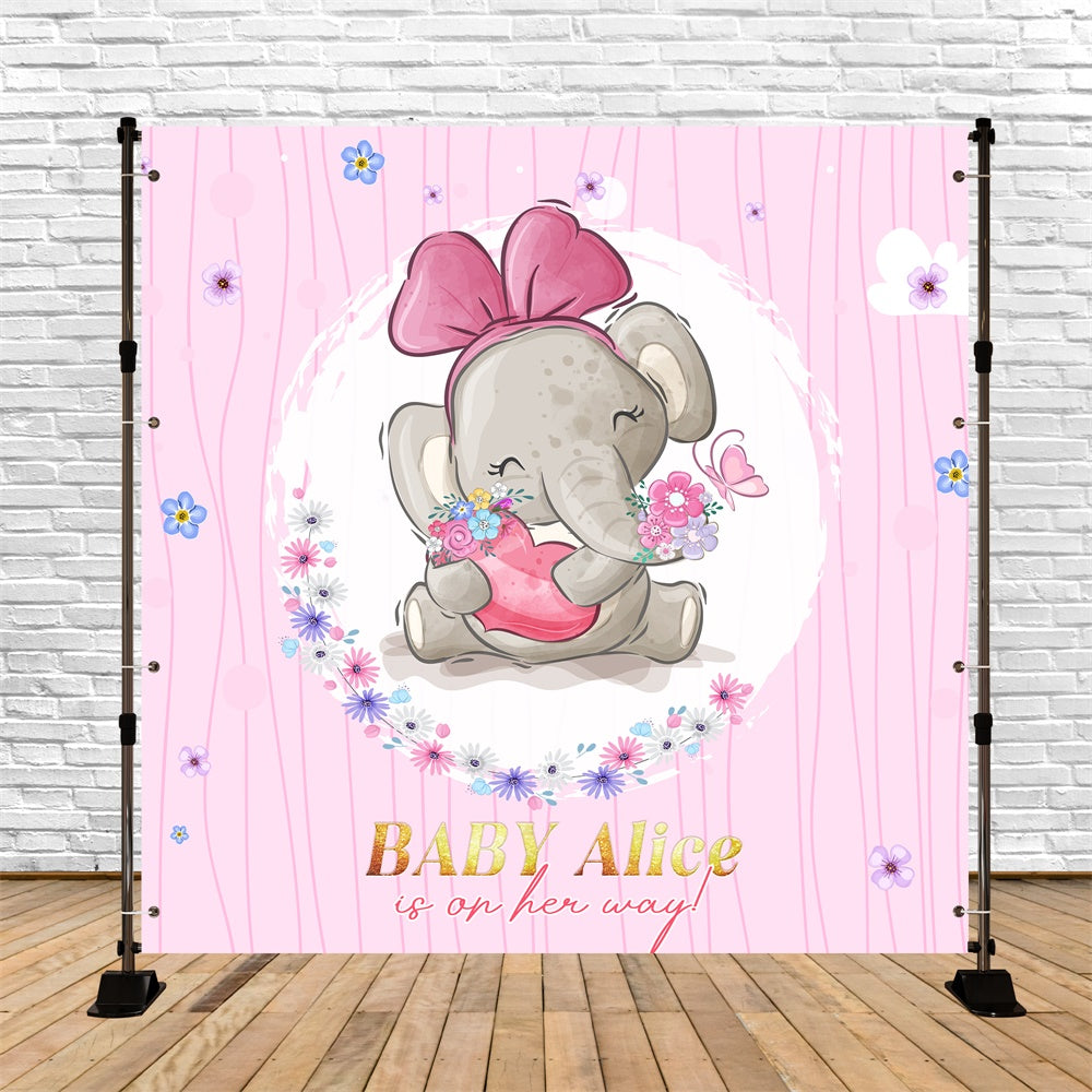 Backdrops For Baby Shower Flower Baby Elephant Custom Backdrop UK LXX6-13