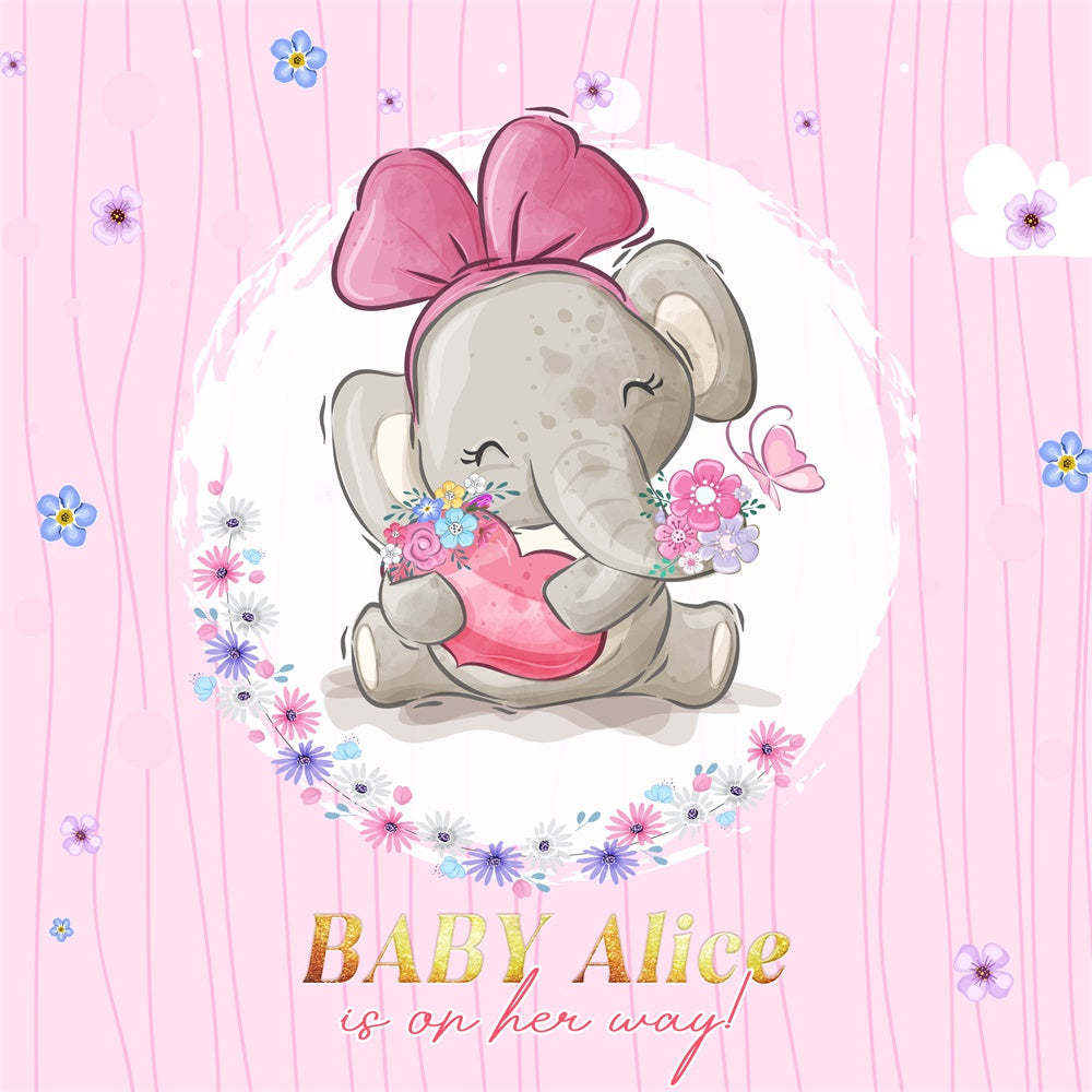 Backdrops For Baby Shower Flower Baby Elephant Custom Backdrop UK LXX6-13