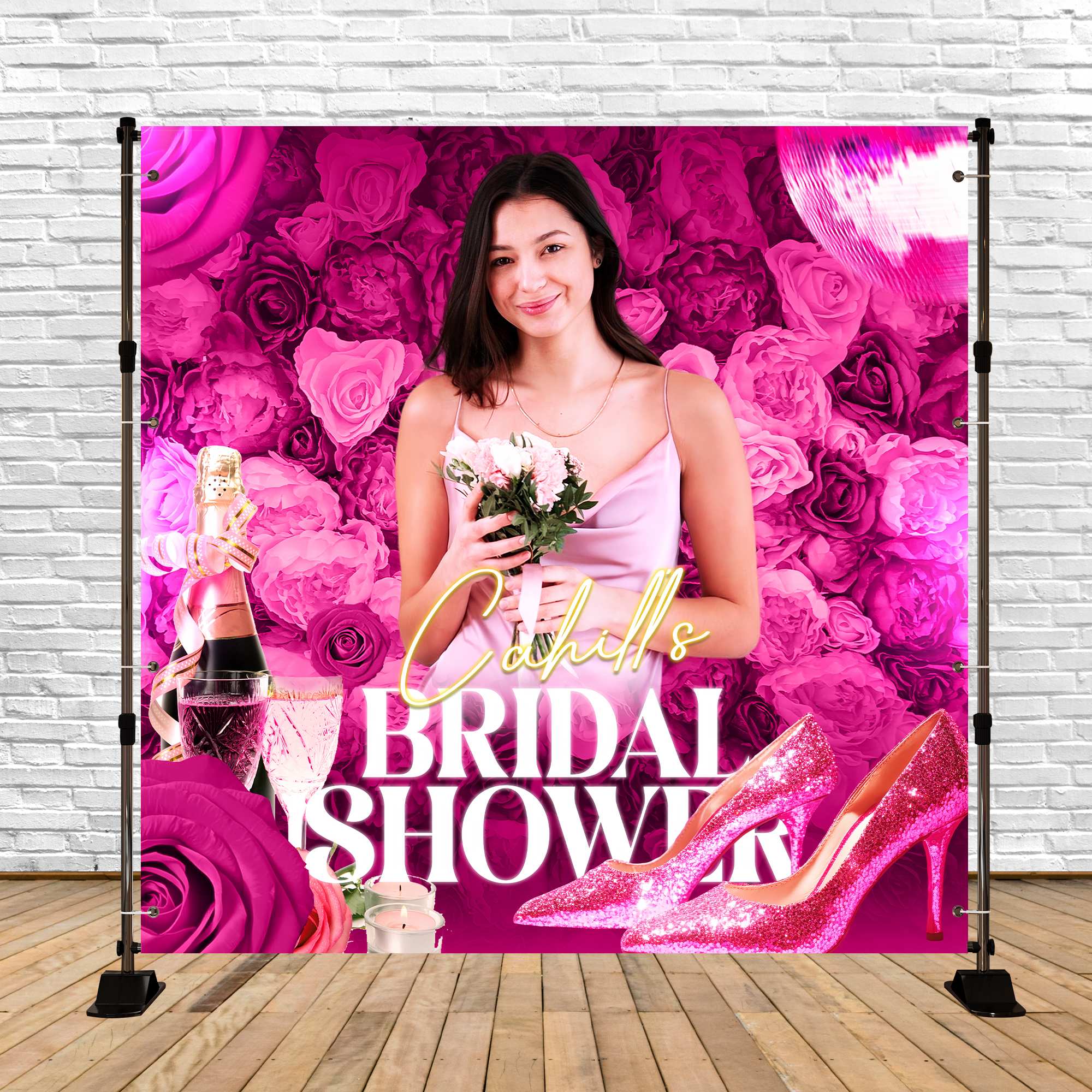 Bridal Shower Photo Backdrop Pink Luxe Vibe Custom Backdrop UK LXX6-132