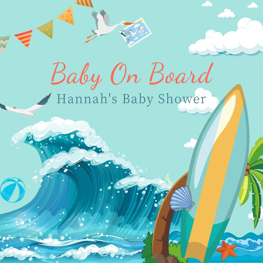 Baby Shower Backdrop Tropical Ocean Adventure Personalized Backdrop UK LXX6-14
