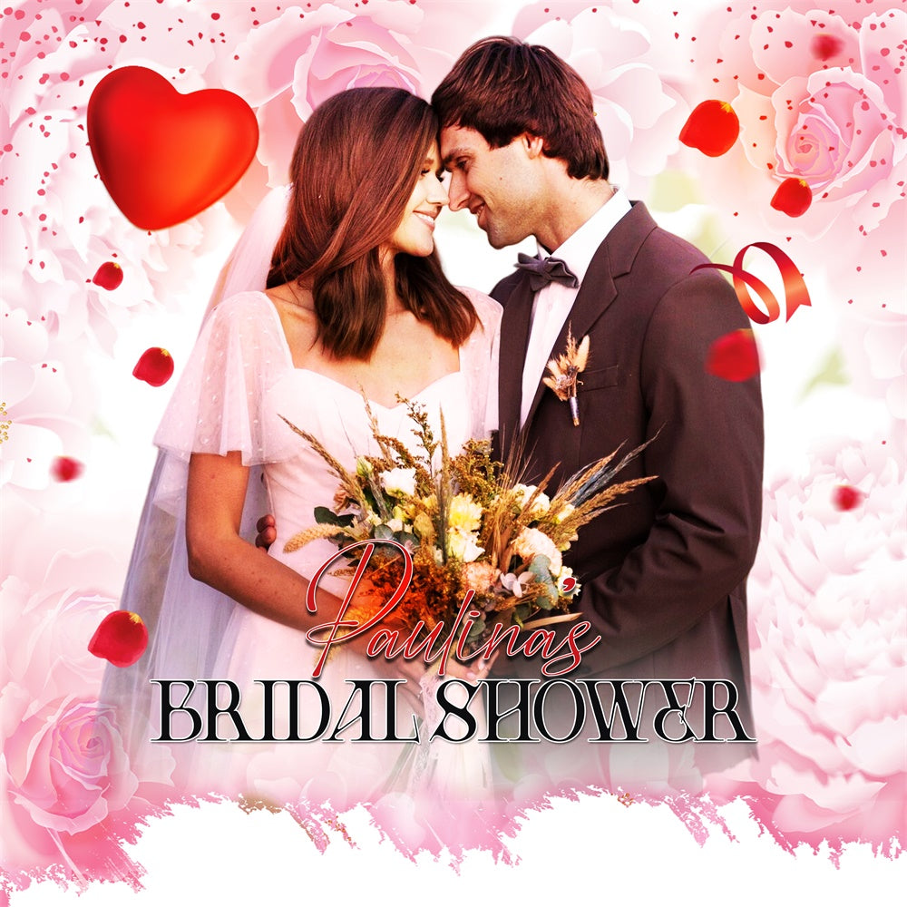 Bridal Shower Photo Backdrop Pink Rose Romance Custom Backdrop UK LXX6-141