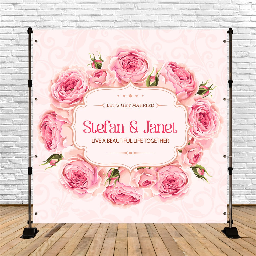 Backdrop For Wedding Romantic Petals Frame Personalized Backdrop UK LXX6-144