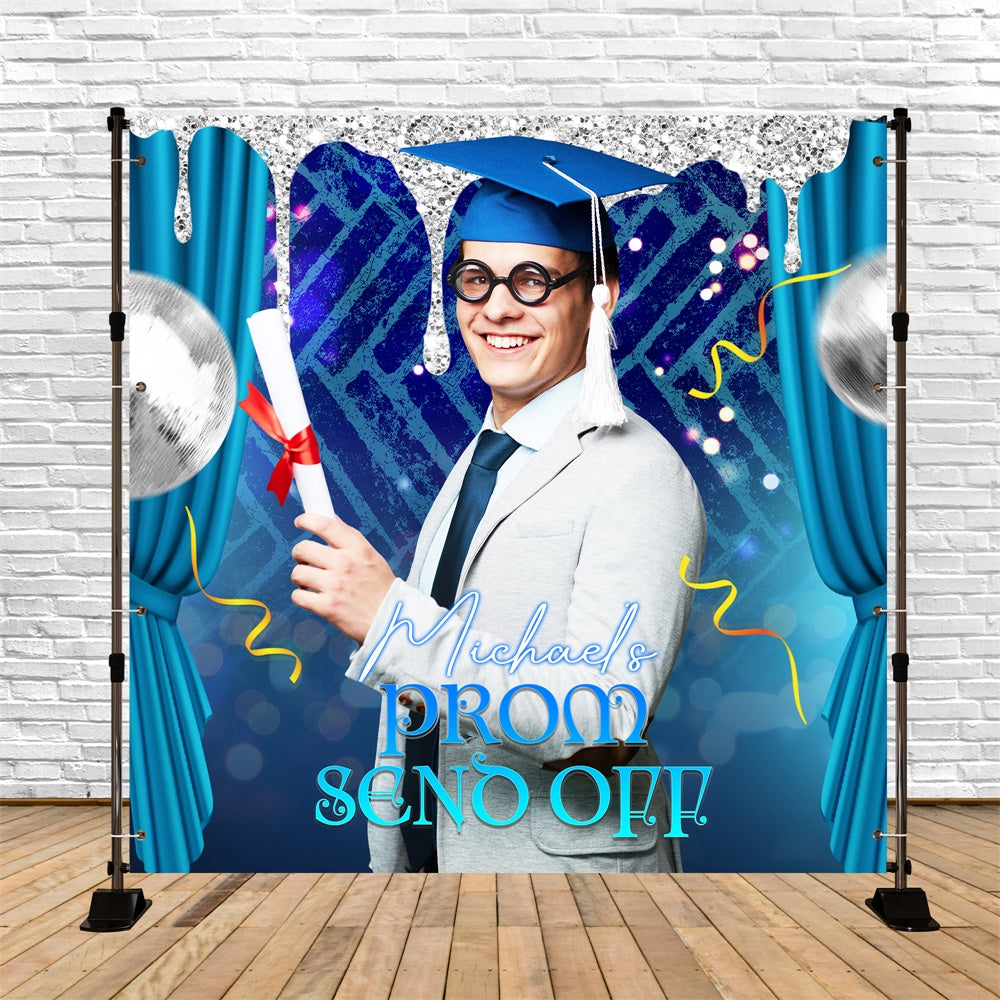 Prom Photo Backdrop Silver Disco Glam Personalized Party Graduation Backdrop UK LXX6-148