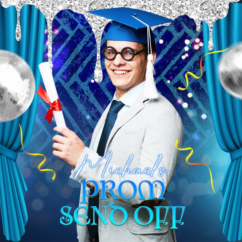 Prom Photo Backdrop Silver Disco Glam Personalized Party Graduation Backdrop UK LXX6-148