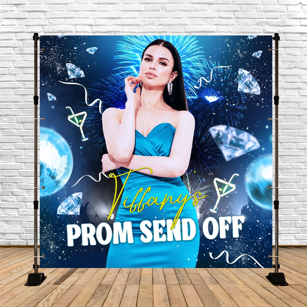Prom Backdrop 2025 Blue Radiance Night Custom Party Graduation Backdrop UK LXX6-149