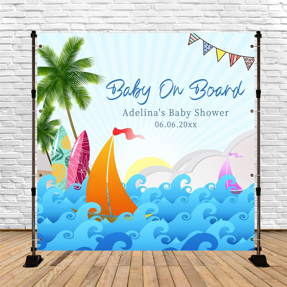 Baby Shower Photo Backdrop Summer Voyage Party Customized Backdrop UK LXX6-15