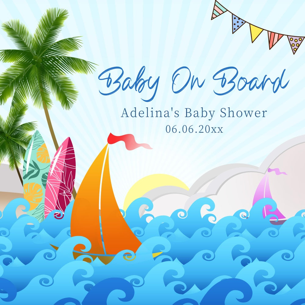 Baby Shower Photo Backdrop Summer Voyage Party Customized Backdrop UK LXX6-15