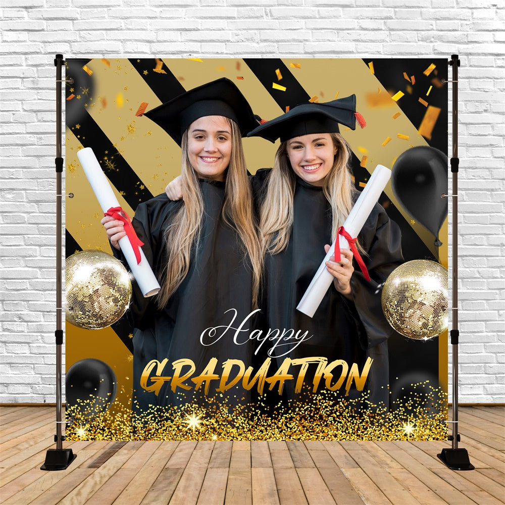 2025 Graduation Backdrop Golden Stripe Custom Party Graduation Backdrop UK LXX6-157