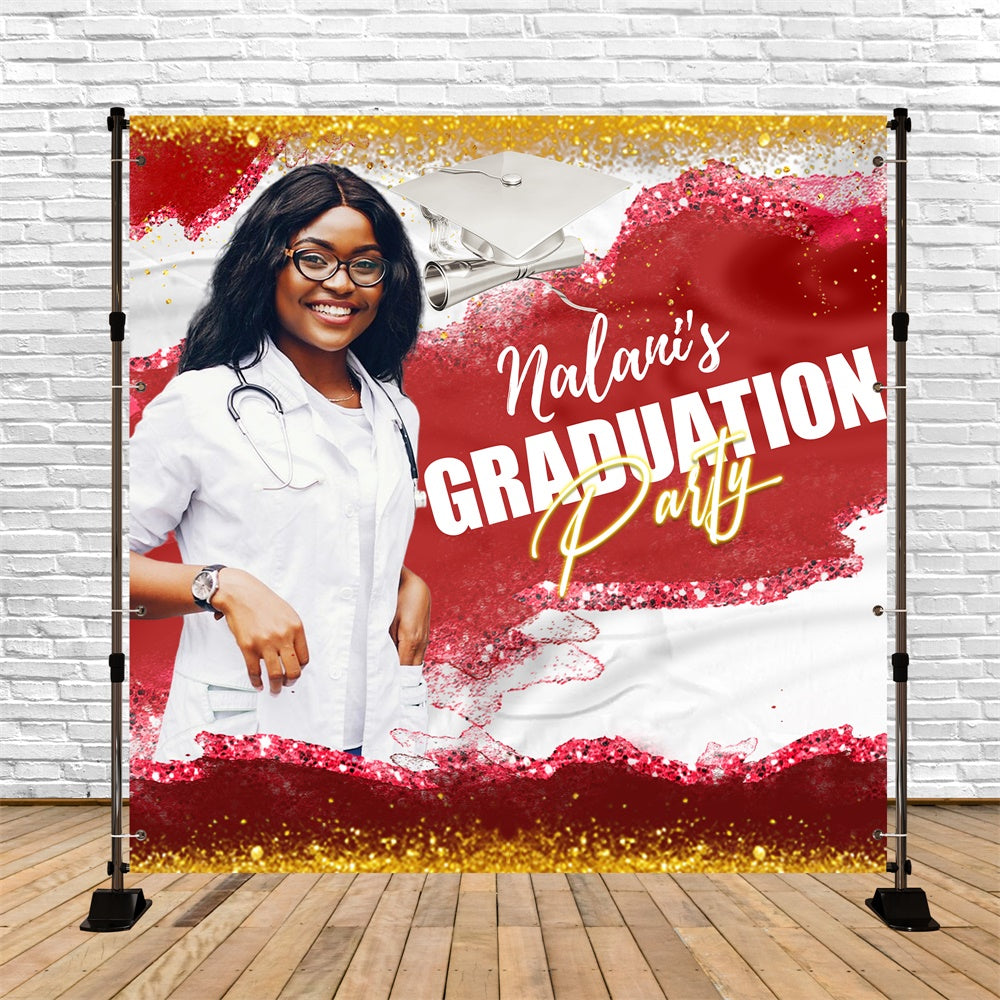 2025 Graduation Backdrop Crimson Glow Personalized Party Graduation Backdrop UK LXX6-159