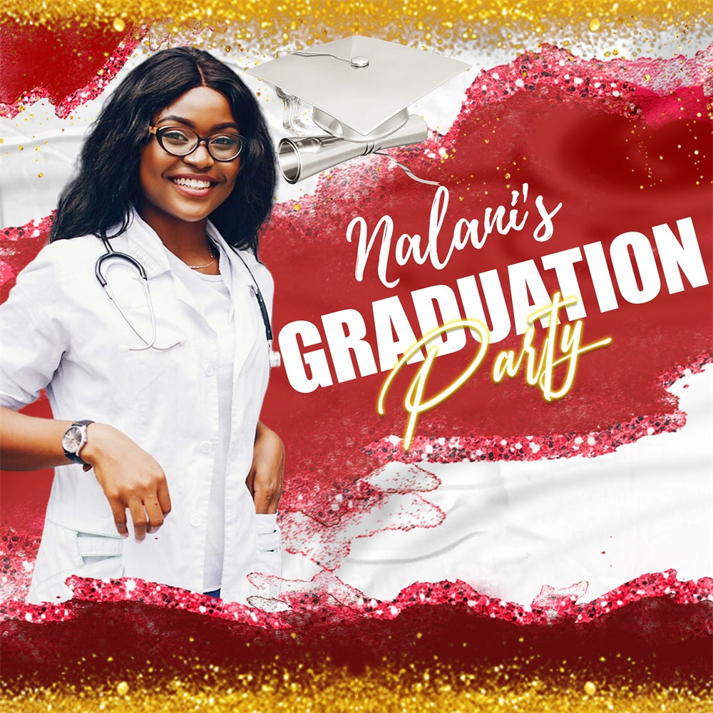 2025 Graduation Backdrop Crimson Glow Personalized Party Graduation Backdrop UK LXX6-159