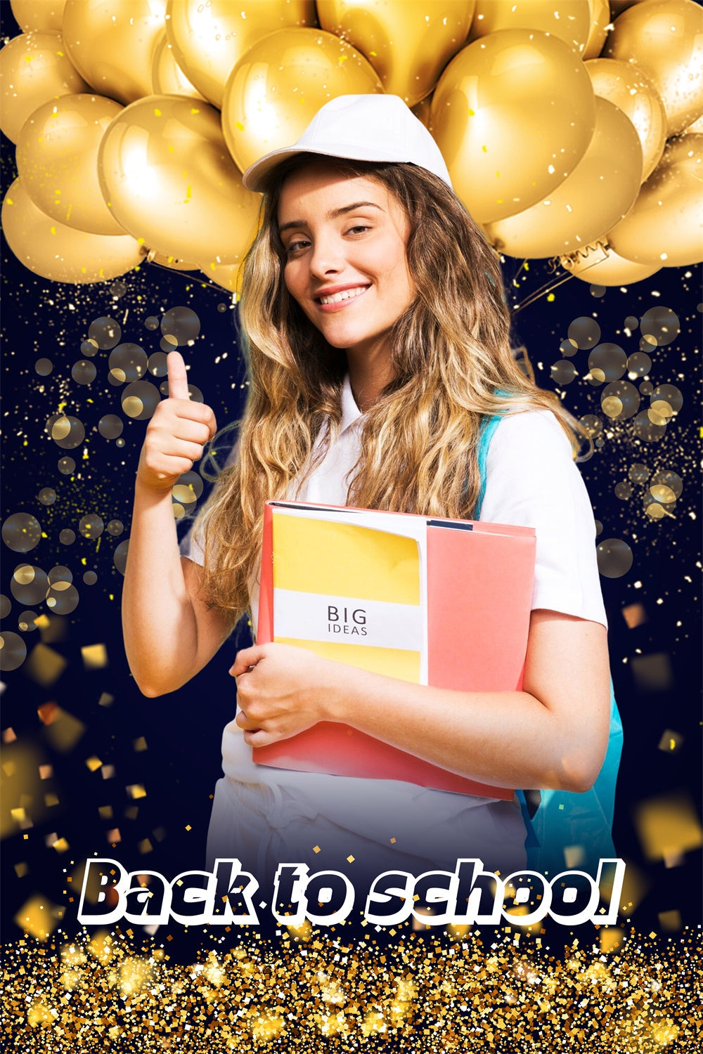 School Backdrop Confetti Golden Balloon Personalized Backdrop UK LXX6-16