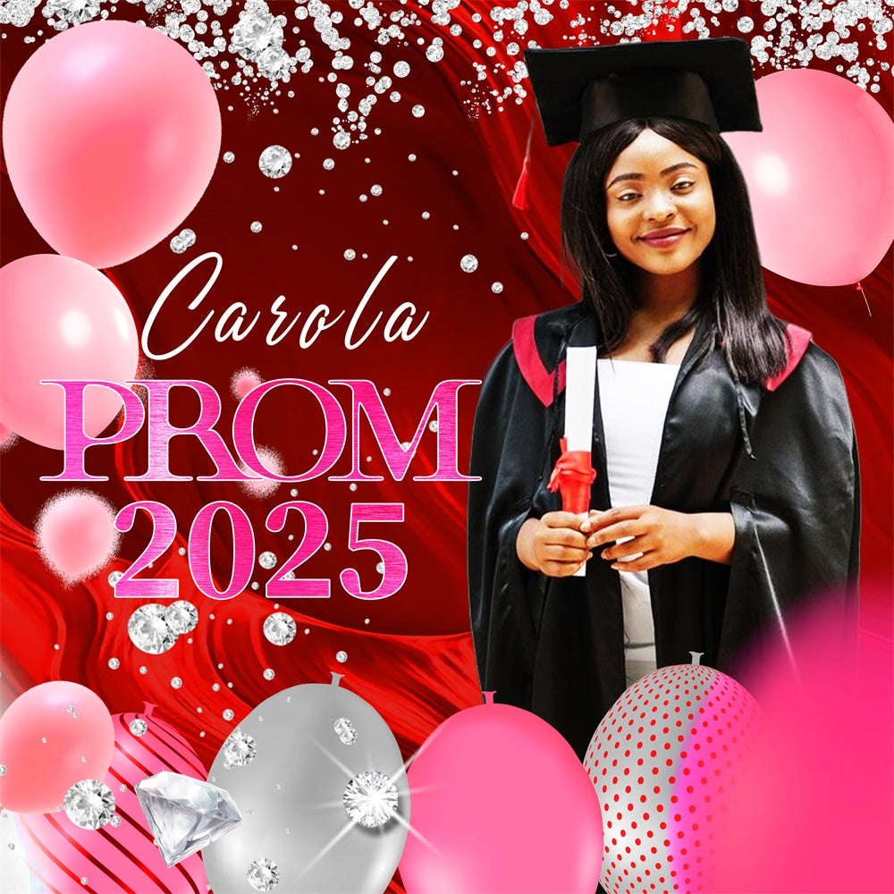 Backdrop For Prom Pink Sparkle Diamond Custom Party Graduation Backdrop UK LXX6-160