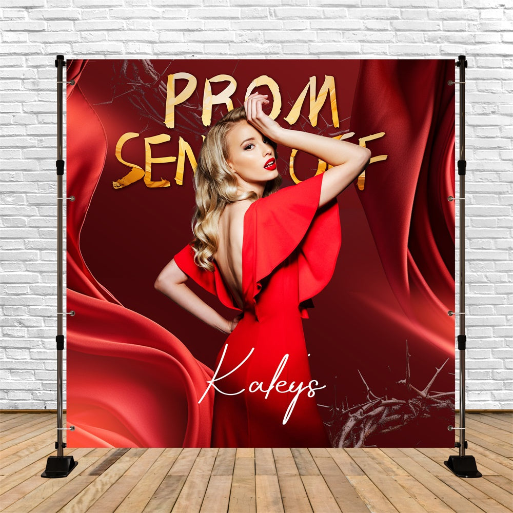 Backdrops For Prom Gold Red Luxe Personalized Party Graduation Backdrop UK LXX6-166