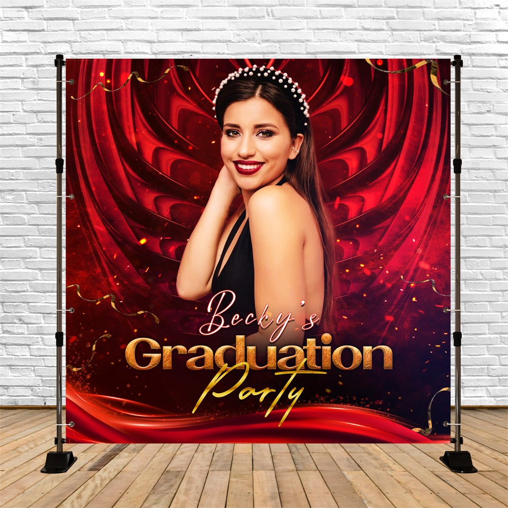 Personalized Graduation Backdrop Radiant Red Party Graduation Backdrop UK LXX6-167