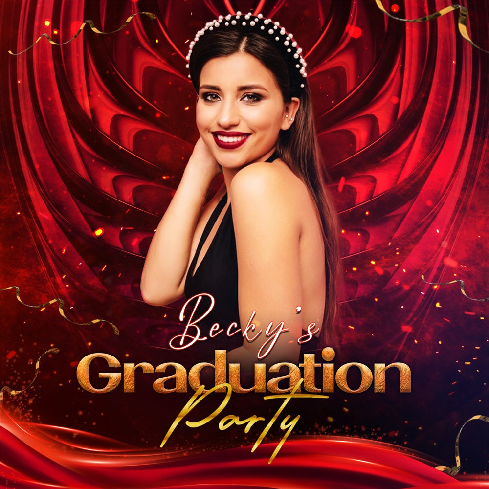 Personalized Graduation Backdrop Radiant Red Party Graduation Backdrop UK LXX6-167