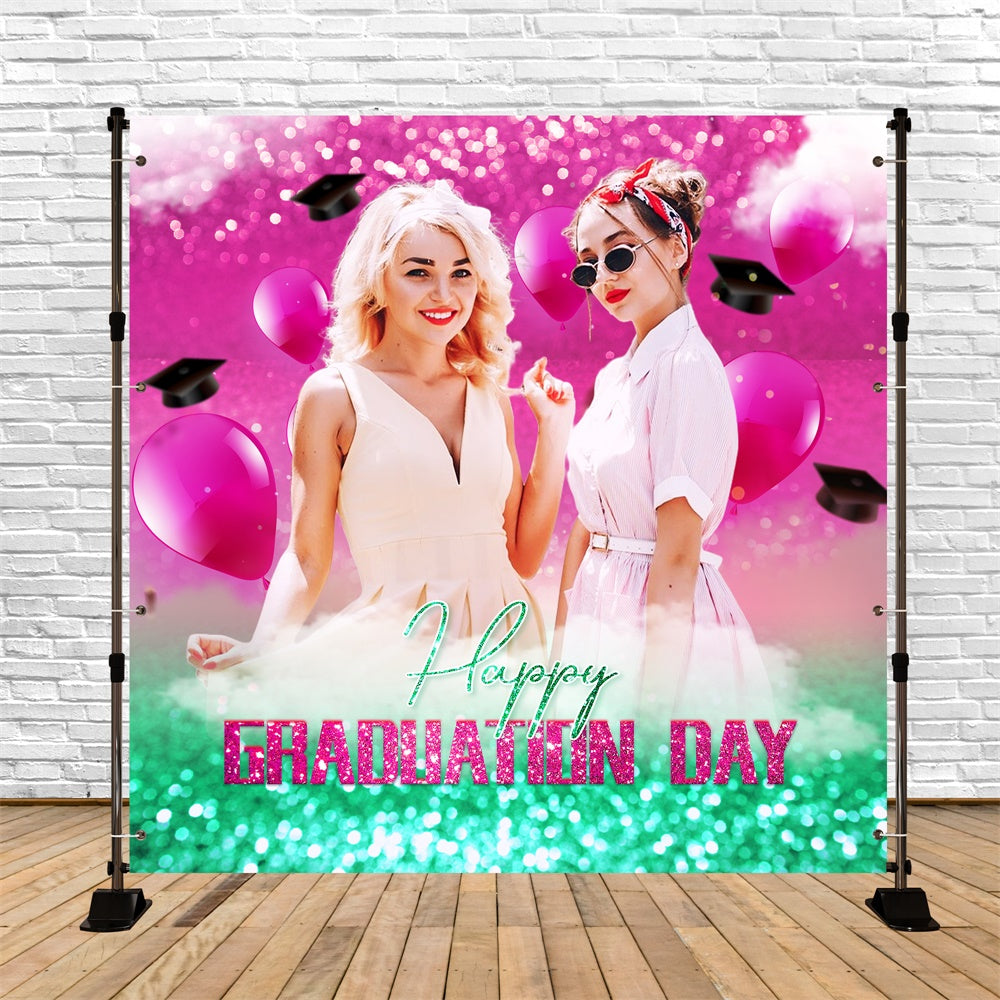 Graduated Backdrop Pink Teal Confetti Customized Party Graduation Backdrop UK LXX6-168